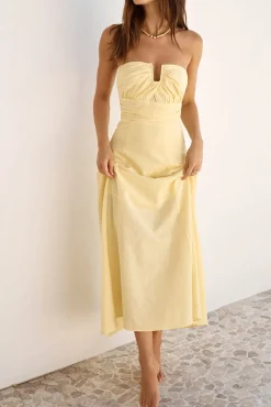 Sunshine Bliss Strapless Maxi Dress Yellow