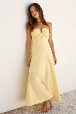 Sunshine Bliss Strapless Maxi Dress Yellow