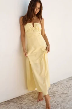 Sunshine Bliss Strapless Maxi Dress Yellow