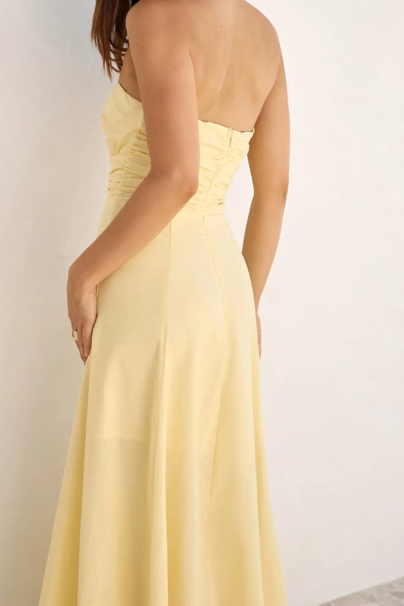 Sunshine Bliss Strapless Maxi Dress Yellow