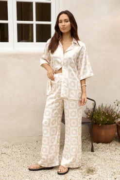 Sun Soaked Satin Set Beige