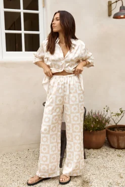 Sun Soaked Satin Set Beige