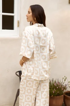 Sun Soaked Satin Set Beige
