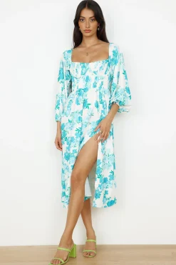 Sweet Epiphany Midi Dress Blue Floral