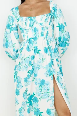 Sweet Epiphany Midi Dress Blue Floral