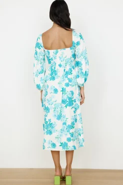 Sweet Epiphany Midi Dress Blue Floral