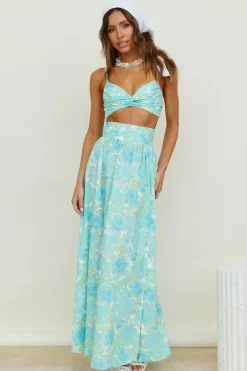 Sweet Morning Dew Maxi Skirt Blue