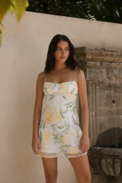 Talia Floral Mini Dress Yellow