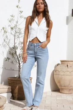 Talking Business Crop Top White Stripe