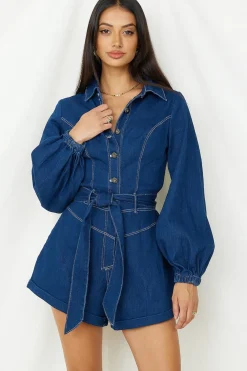 Tell It All Romper Denim