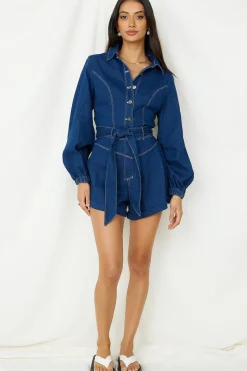 Tell It All Romper Denim