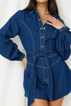 Tell It All Romper Denim