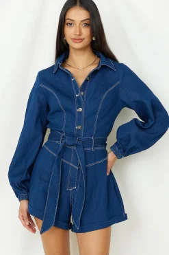 Tell It All Romper Denim