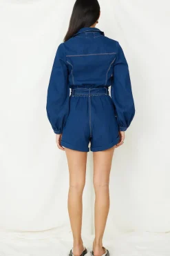 Tell It All Romper Denim