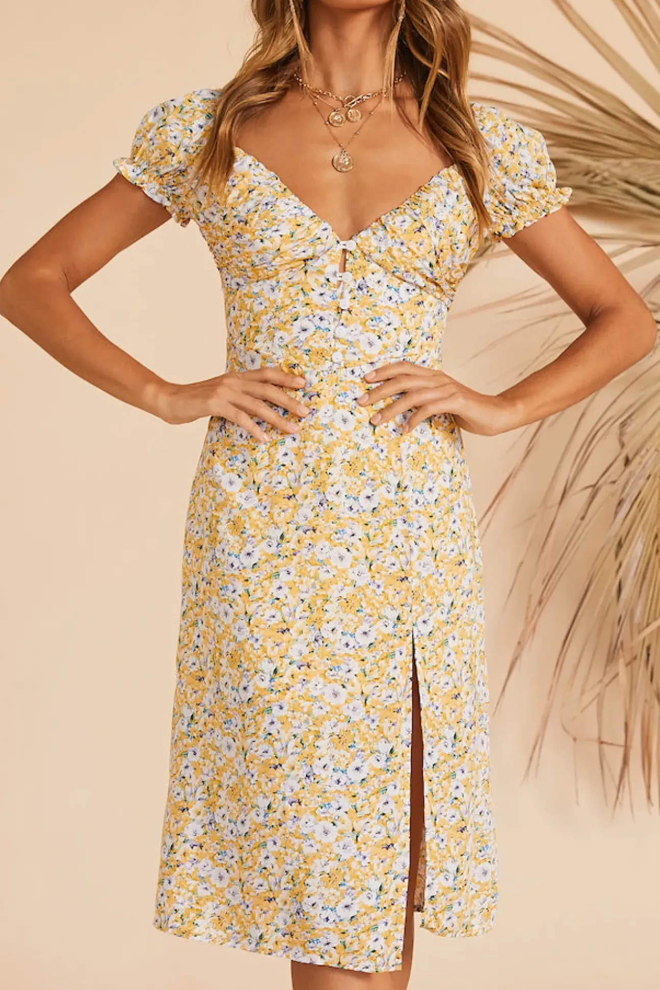 Thinking Of The Past Midi Dress Yellow