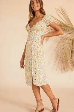 Thinking Of The Past Midi Dress Yellow