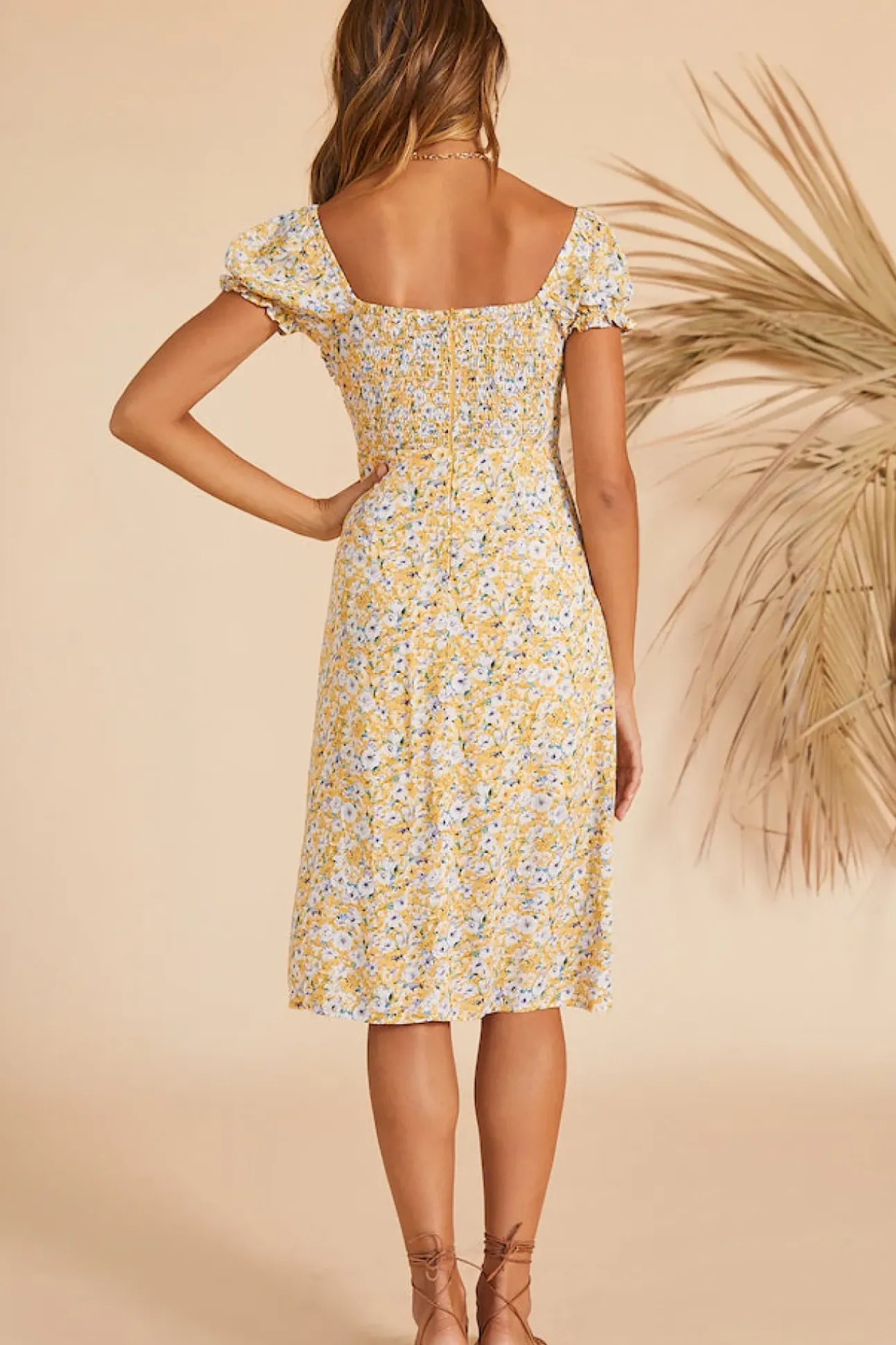 Thinking Of The Past Midi Dress Yellow