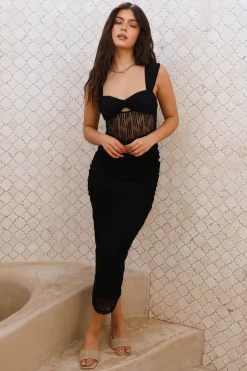 Think Of Me Mesh Maxi Dress Black