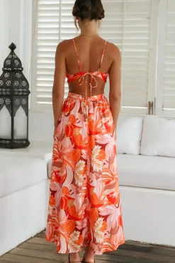 Through The Gardens Maxi Dress Red
