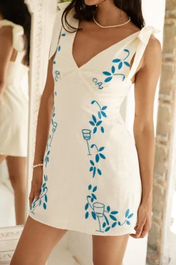 Through The Grapevine Mini Dress Blue