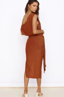 Thunderstorm Midi Dress Brown