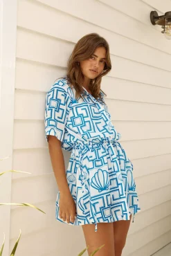 Treasured Dreamer Mini Dress Blue