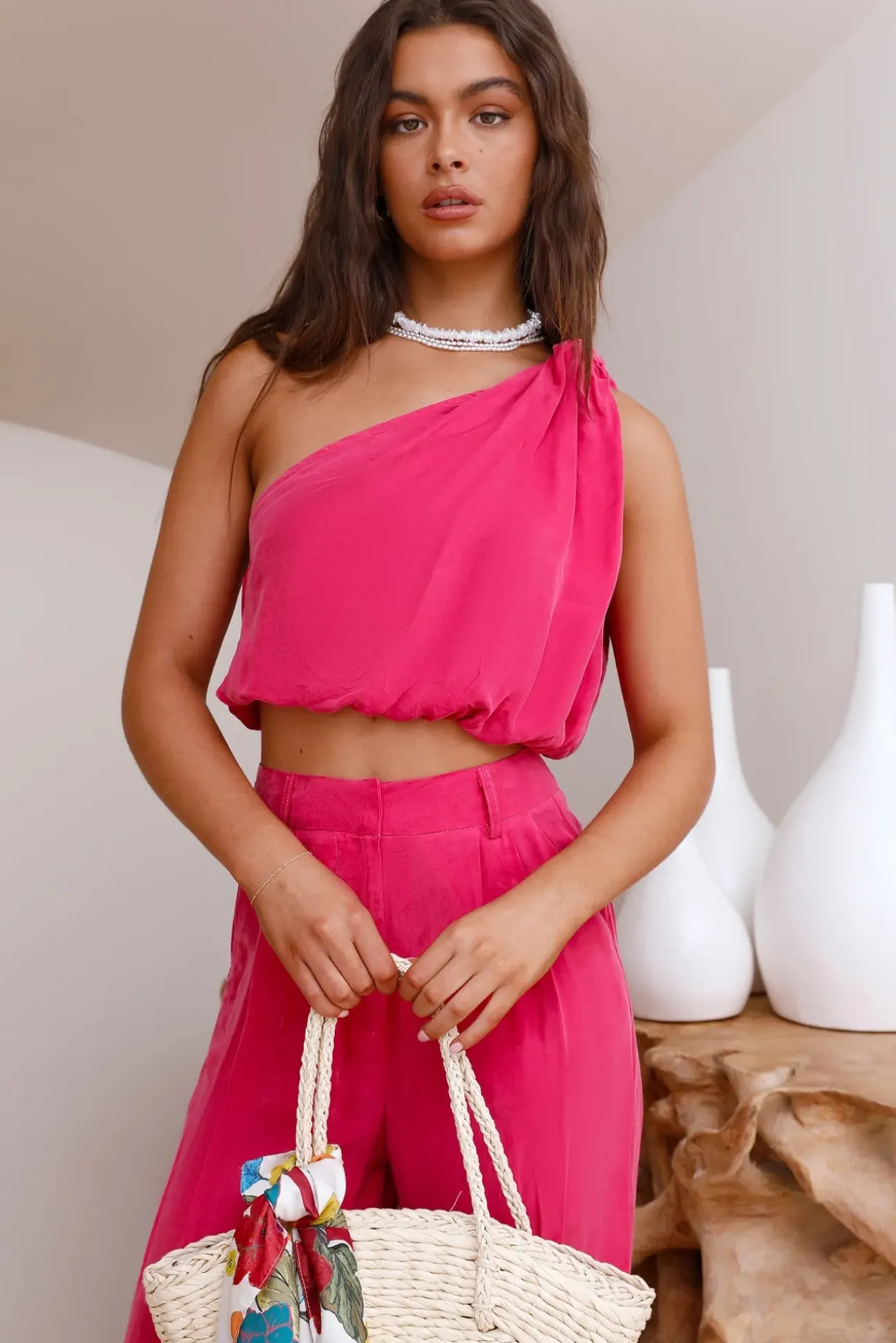 Tropical Dreamscape Crop Top Pink