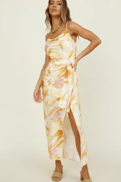 Tropical Palms Maxi Dress Yellow
