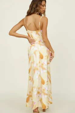 Tropical Palms Maxi Dress Yellow