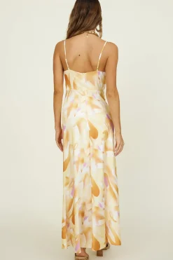 Tropical Palms Maxi Dress Yellow