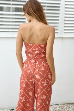 Tropical Punch Strapless Crop Top Orange