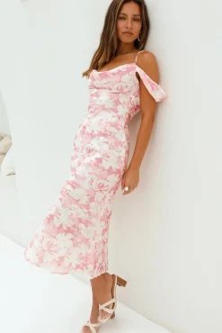 Tropical Vacation Midi Dress Pink