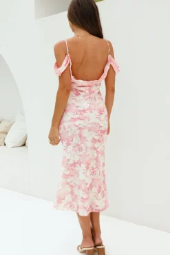 Tropical Vacation Midi Dress Pink