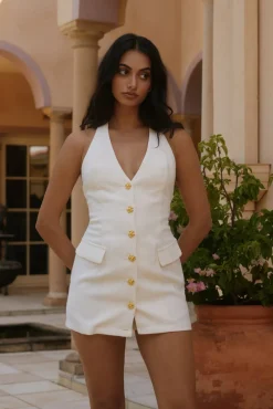 Twilight Blooms Romper White