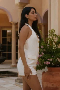 Twilight Blooms Romper White