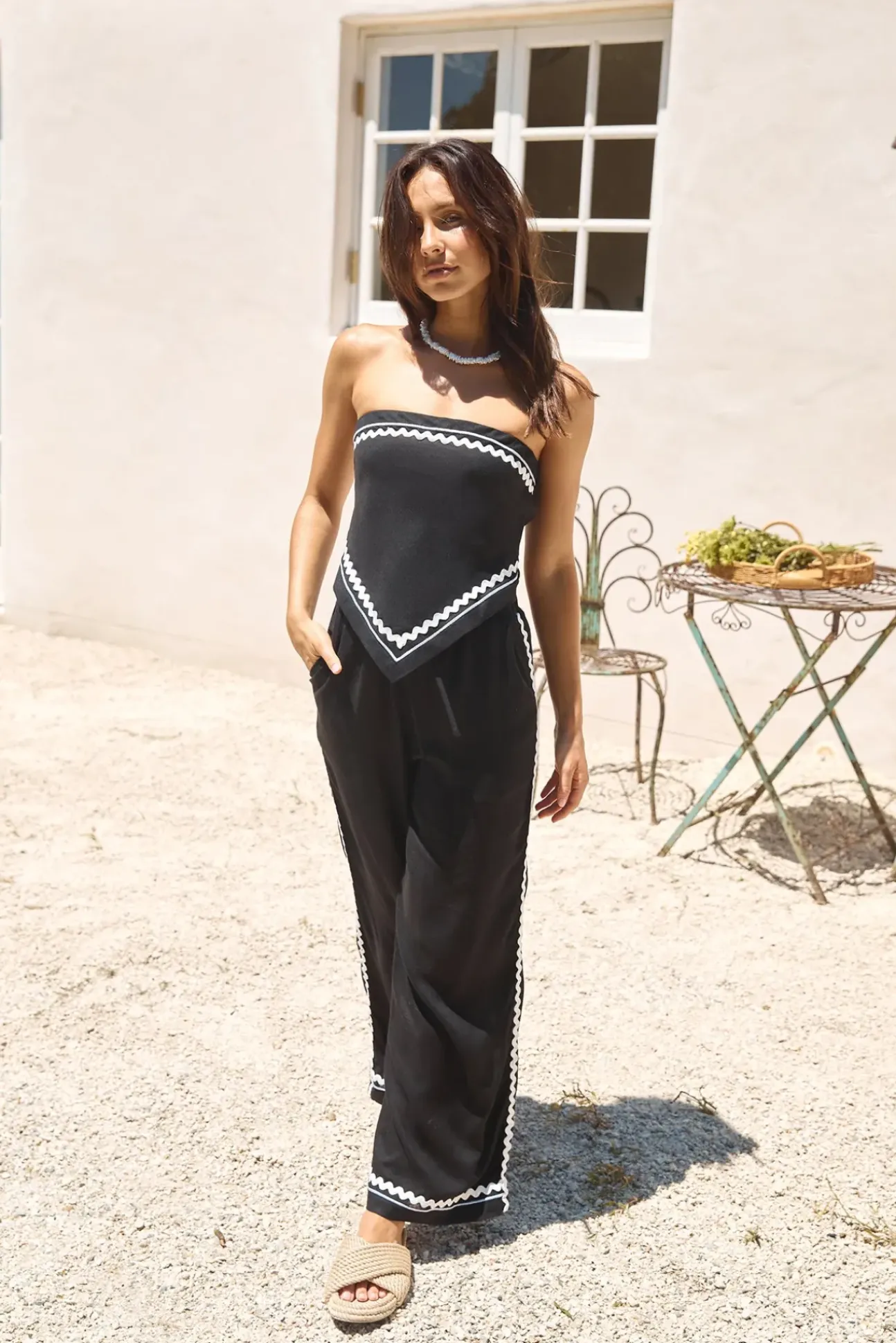 Twin Flame Linen Pant Black
