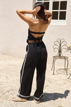 Twin Flame Linen Pant Black