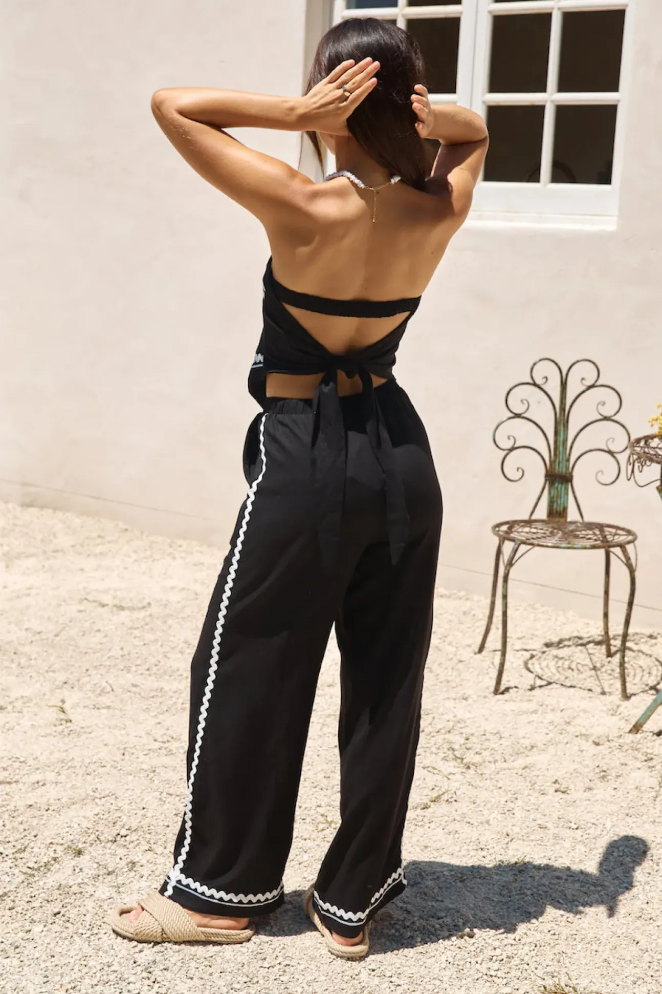 Twin Flame Linen Pant Black