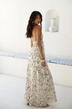 Under Shade Halter Maxi Dress Beige