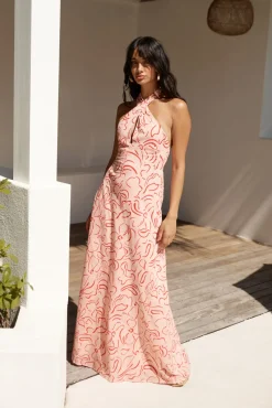 Under Shade Halter Maxi Dress Pink