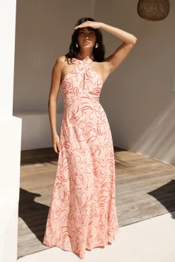 Under Shade Halter Maxi Dress Pink