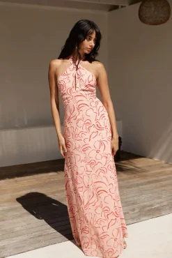 Under Shade Halter Maxi Dress Pink