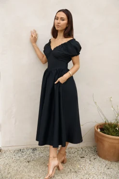 Upon A Dream Midi Dress Black