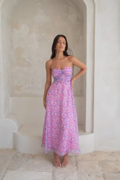 Upon The Moon Strapless Maxi Dress Purple