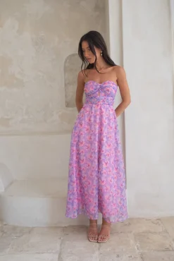 Upon The Moon Strapless Maxi Dress Purple