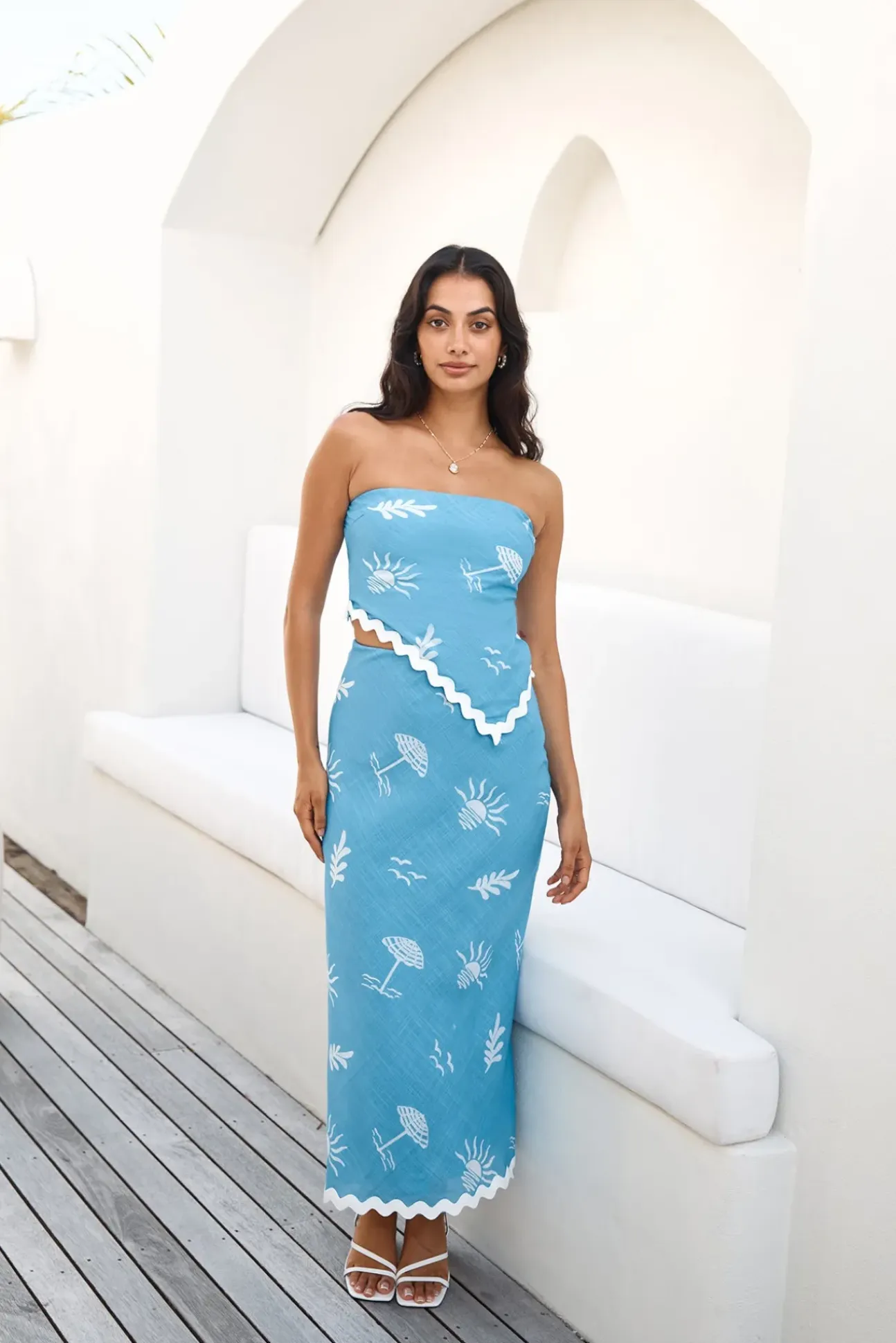 Vacation Away Maxi Skirt Blue