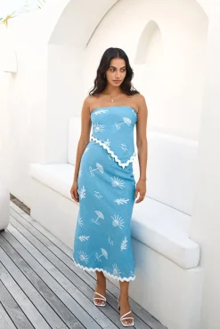 Vacation Away Maxi Skirt Blue