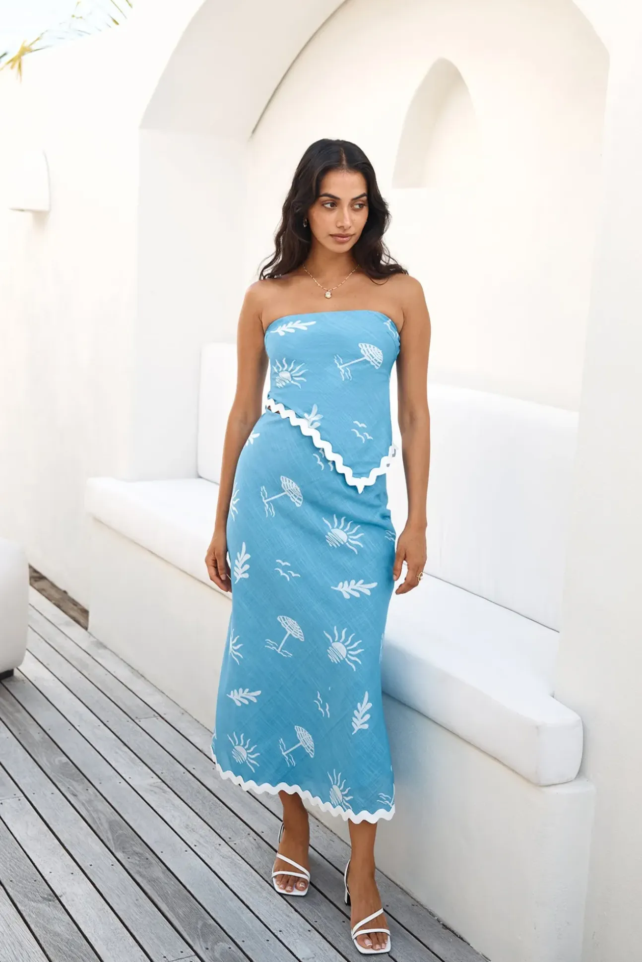Vacation Away Maxi Skirt Blue