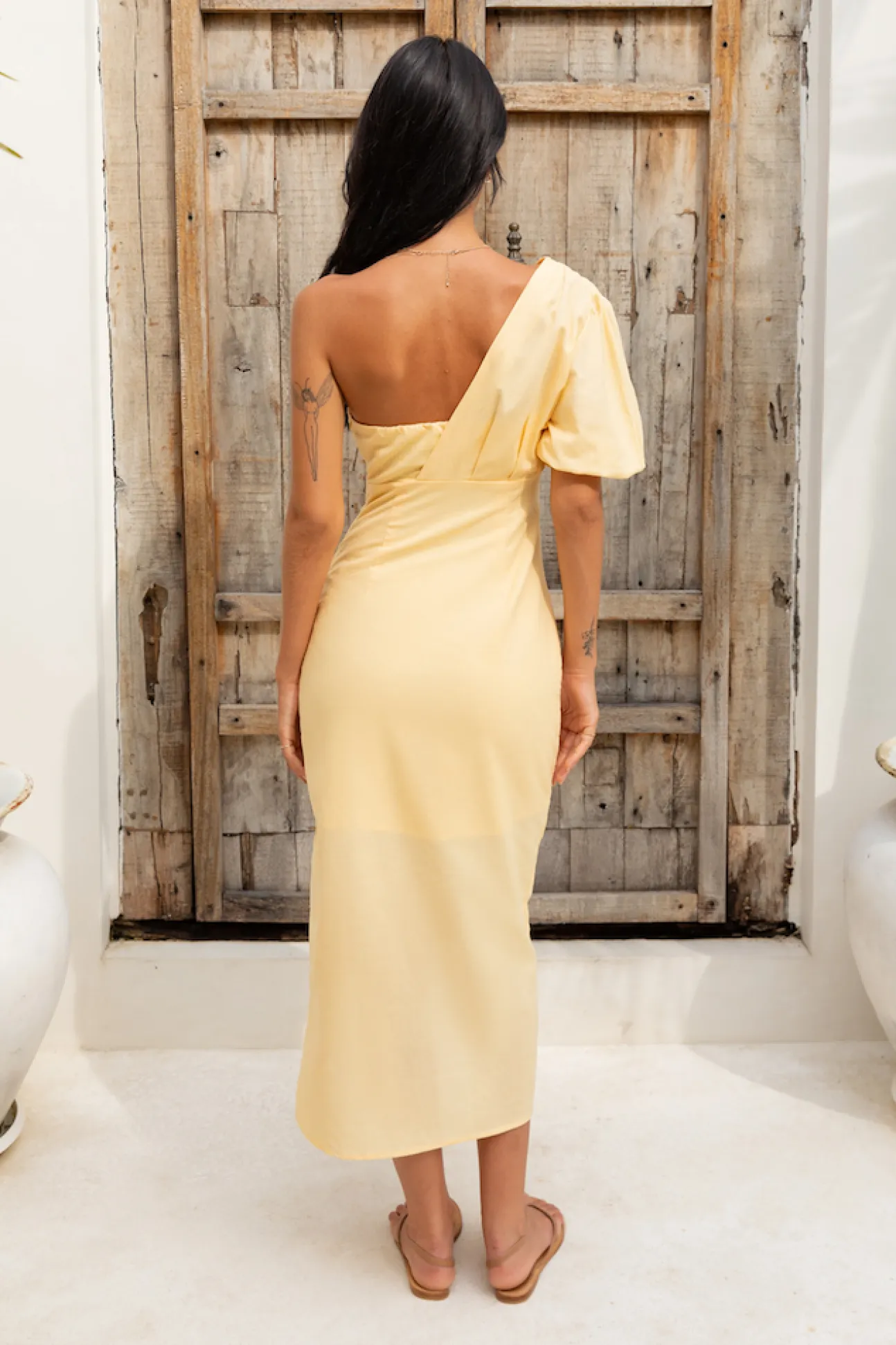 Velvet Skies Midi Dress Yellow