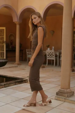 Vienna Kisses Midi Dress Brown